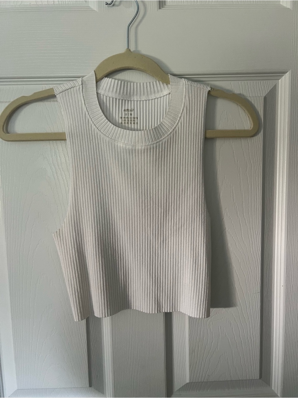 aerie White Ribbed Crop Tank